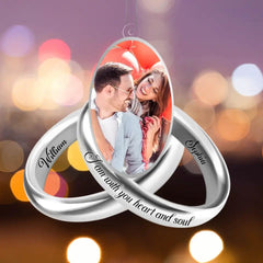 Personalized Photo Couple Silver Rings Acrylic Ornaments - OLESA