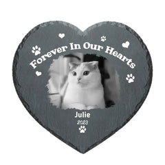 Personalized Photo Heart Shape Memorial Garden Stone - Forever In Our Hearts - OLESA