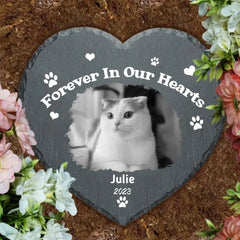 Personalized Photo Heart Shape Memorial Garden Stone - Forever In Our Hearts - OLESA