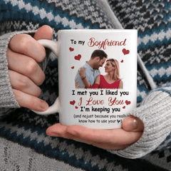 Personalized Photo Mug For Couple - I Met You, I Liked You, I Love You - OLESA