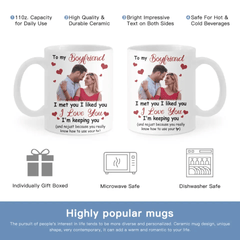 Personalized Photo Mug For Couple - I Met You, I Liked You, I Love You - OLESA