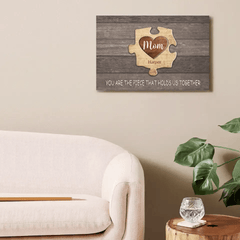 Personalized Puzzle Canvas Wall Art - Mom You Are The Piece That Holds Us Together, Gift For Mother Grandma - OLESA