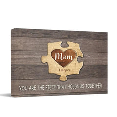 Personalized Puzzle Canvas Wall Art - Mom You Are The Piece That Holds Us Together, Gift For Mother Grandma - OLESA