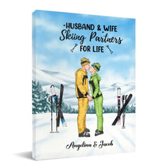 Personalized Skiing Canvas Wall Art for Couples, Skiing Lovers - Skiing Partners for Life - OLESA