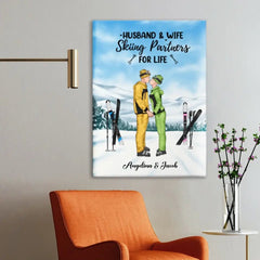 Personalized Skiing Canvas Wall Art for Couples, Skiing Lovers - Skiing Partners for Life - OLESA