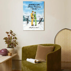Personalized Skiing Canvas Wall Art for Couples, Skiing Lovers - Skiing Partners for Life - OLESA