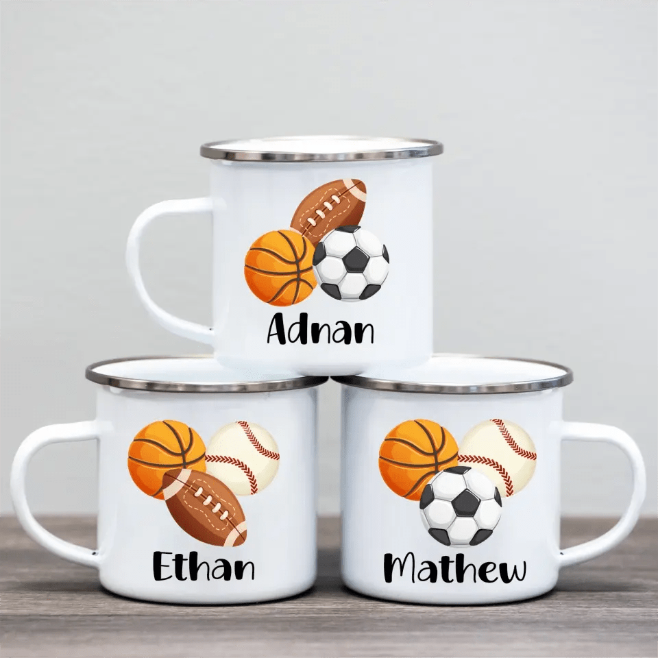 Personalized Sport Mug Kids Mug - Soccer Baseball Basketball - OLESA
