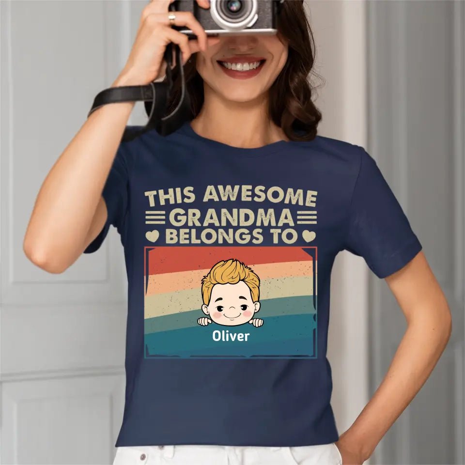 Personalized T Shirt - This Awesome Nana Mommy Daddy Belongs To These Kids - OLESA