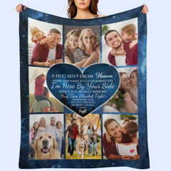 (Photo Inserted) Hugs From Heaven - Personalized Blanket - Memorial Gift For Family, Remembrance, Grief Gift, Sympathy Gift - OLESA