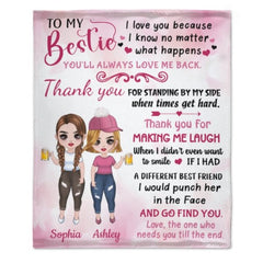 Pink Color To My Bestie Doll Girls Personalized Fleece Blanket - OLESA