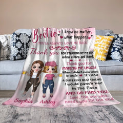 Pink Color To My Bestie Doll Girls Personalized Fleece Blanket - OLESA