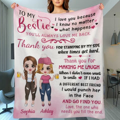 Pink Color To My Bestie Doll Girls Personalized Fleece Blanket - OLESA