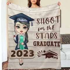 Shoot For The Stars Graduate - Personalized Blanket - ARNOVIC