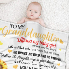 Sunflower Custom Name Blanket-Gift for Granddaughter - ARNOVIC