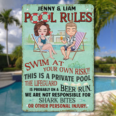Swim At Your Own Risk - Personalized Metal Sign - Gift For Couples, Husband Wife - OLESA