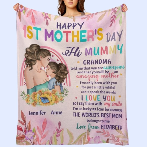 The World's Best Mom Belongs To Me - Family Personalized Blanket - Mother's Day, Birthday Gift For First Mom - OLESA