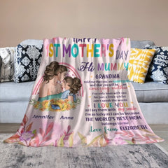 The World's Best Mom Belongs To Me - Family Personalized Blanket - Mother's Day, Birthday Gift For First Mom - OLESA