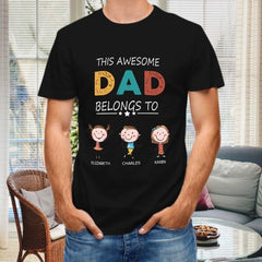 This Awesome Dad Belongs To - Personalized Unisex T-Shirt - Gift for Dad - OLESA
