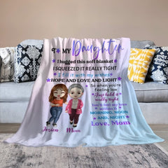 To My Daughter Pastel Color Doll Mom And Daughter Personalized Fleece Blanket - OLESA