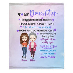 To My Daughter Pastel Color Doll Mom And Daughter Personalized Fleece Blanket - OLESA