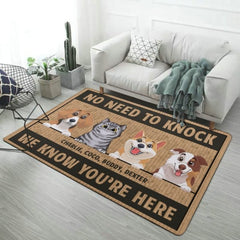 We Know You're Here, Dogs And Cats - Personalized Decorative Mat - OLESA