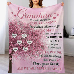 We Will Never Be Apart Grandma - Personalized Blanket - Birthday Mother's Day Gift For Mom, Grandma, Nana - OLESA