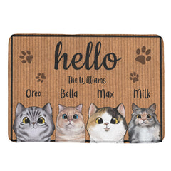 Welcome To Our Home - Cat Personalized Custom Decorative Mat - Gift For Pet Owners, Pet Lovers - OLESA