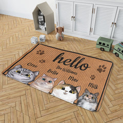 Welcome To Our Home - Cat Personalized Custom Decorative Mat - Gift For Pet Owners, Pet Lovers - OLESA
