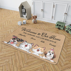 Welcome To The Pet Home - Funny Personalized Pet Decorative Mat, Doormat (Cat & Dog) - OLESA