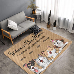 Welcome To The Pet Home - Funny Personalized Pet Decorative Mat, Doormat (Cat & Dog) - OLESA