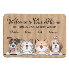 Welcome To The Pet Home - Funny Personalized Pet Decorative Mat, Doormat (Cat & Dog) - OLESA