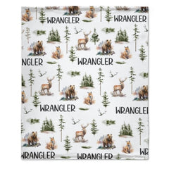 Woodland Forest Animals Personalized Custom Name Blanket - Baby Shower Blanket - Gifts for Baby - OLESA