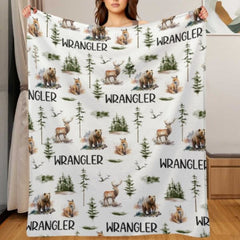 Woodland Forest Animals Personalized Custom Name Blanket - Baby Shower Blanket - Gifts for Baby - OLESA